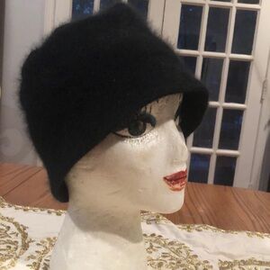 Soft black angora hat